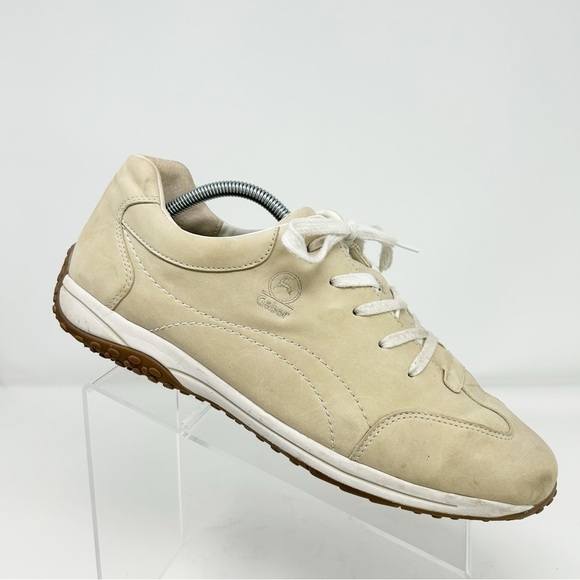 Gabor Light Yellow Beige Leather Comfort Lace Up Active Sneakers Size 10 - Picture 1 of 13